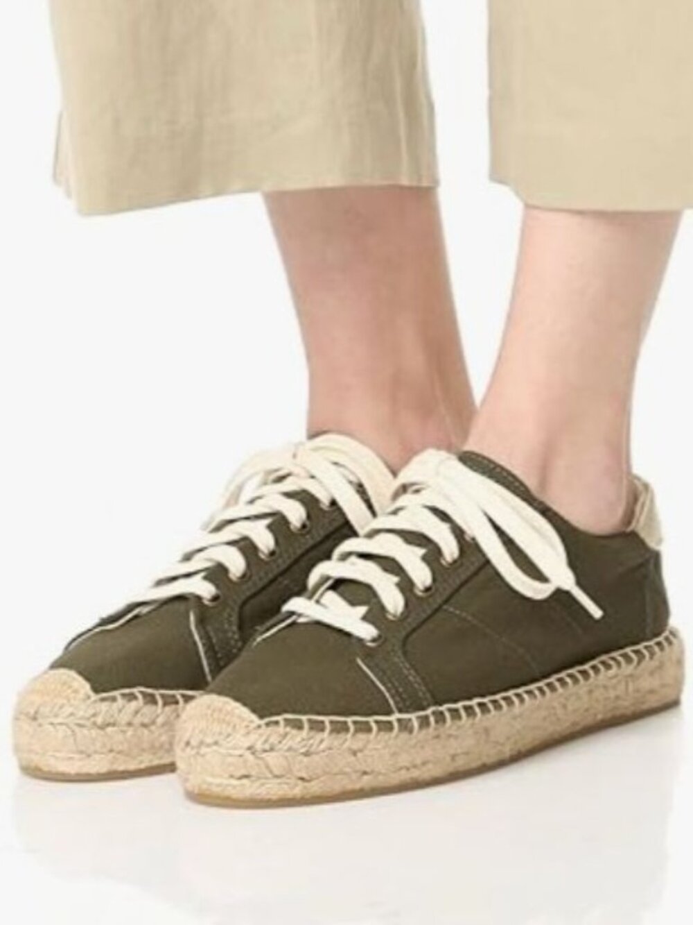 Soludos Womens 6 Gray Suede Platform Lace-Up Espadrille Tennis Sneakers Shoes